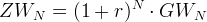 N ZWN = (1 + r) ⋅ GWN