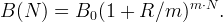 B (N ) = B0(1 + R ∕m )m⋅N.